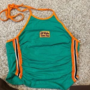 SHEIN Green Top with Orange Accents